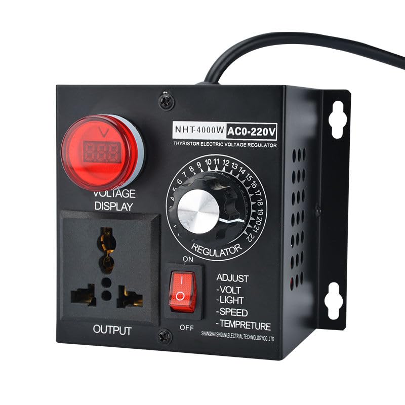 DeHMY 220V Thyristor Electronic Voltage Regulator, 4000W AC Motor Speed Controller with Digital Display, Overload Protection, Black, for Fans, Heaters, Motors, Lights-picture-11