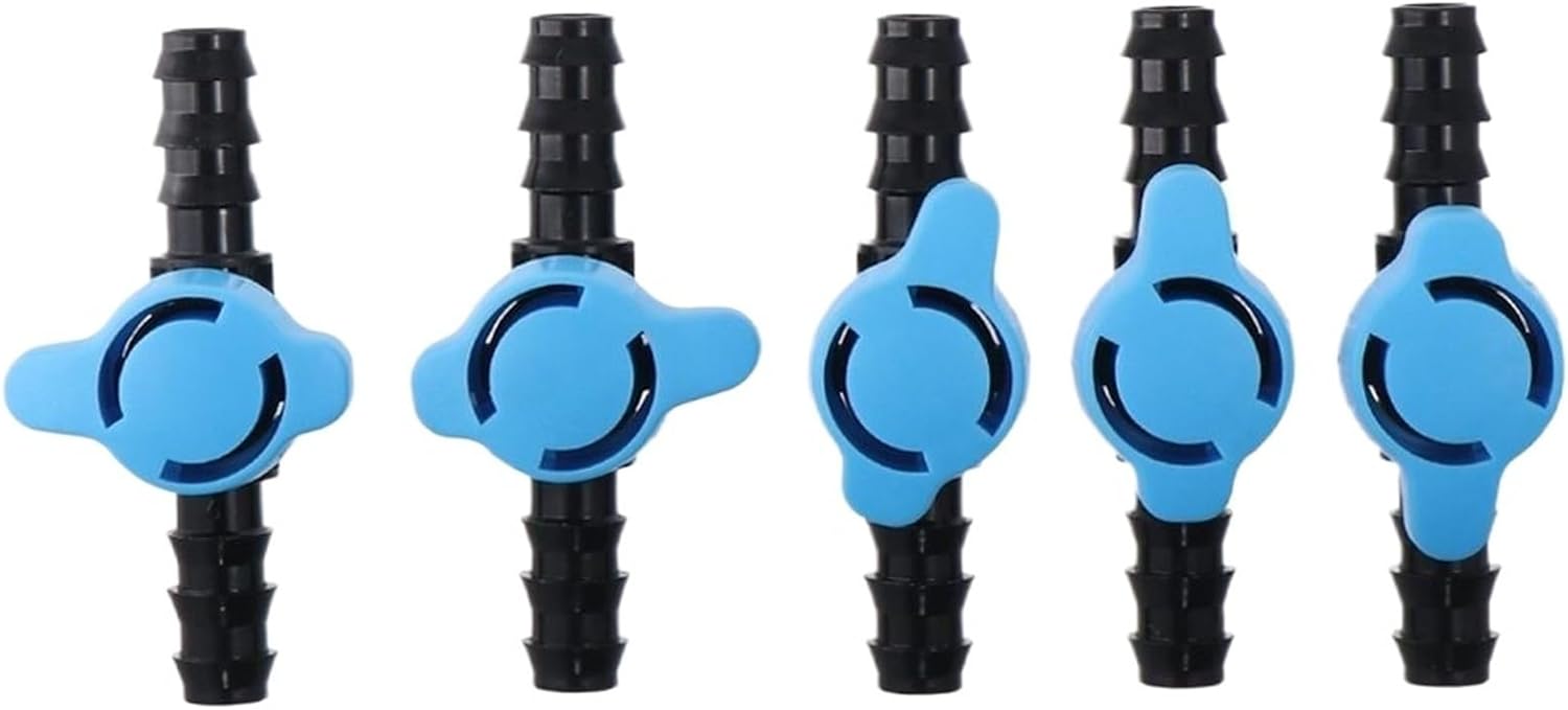 5pcs Drip Irrigation Plastic in-Line Ball Valve 16mm Black & Blue Shut-Off Switch Water,Oil,Gas