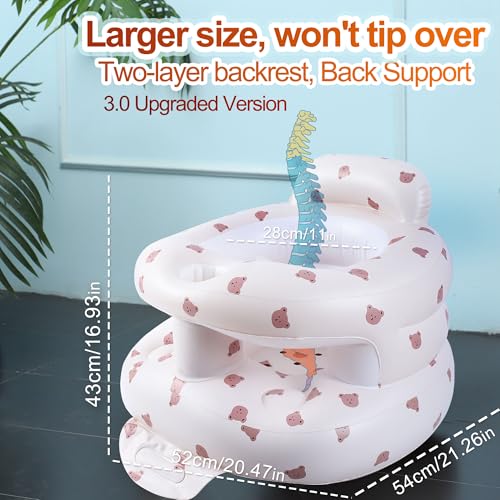 Image of Upgraded Inflatable Baby Seat with Safety Guardrails, Thicker Sit Me Up Floor Seat for Baby Chair Sit Me Up, Blow Up Baby Chair Built in Air Pump for Babies 3-36 mth