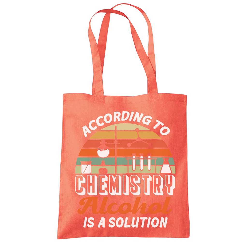 HotScamp Alcohol is a Solution - Tote Shopping Bag - Funny Science Chemist One size coral