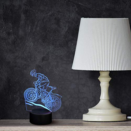 Lurrose Bicicleta 3D Luzes Noturnas Bicicleta Lâmpada 3D Ilusão 7 Cores Mudar Colorido Lâmpada de Me