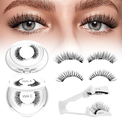 Higu clace Magnetic-Eyelashes with Applicator, 1 Pair Magnetic-Lashes Kit Natural Look, Reusable Lashes Magnetic Easy to Wear, Waterproof Eyelashes Magnetic No Glue or Eyeliner Needed(STYLE A)