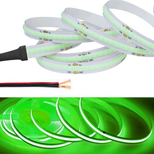 LEKE COB テープライトLEDストリップライトフレキシブル 高密度 LEDテープライト 0.5m 320LEDs/m 緑色ライト DC5V 180°発光CRI>=90，両面テープ変形可能 切断可能 寝室 キッチンホーム オフィス屋内装飾