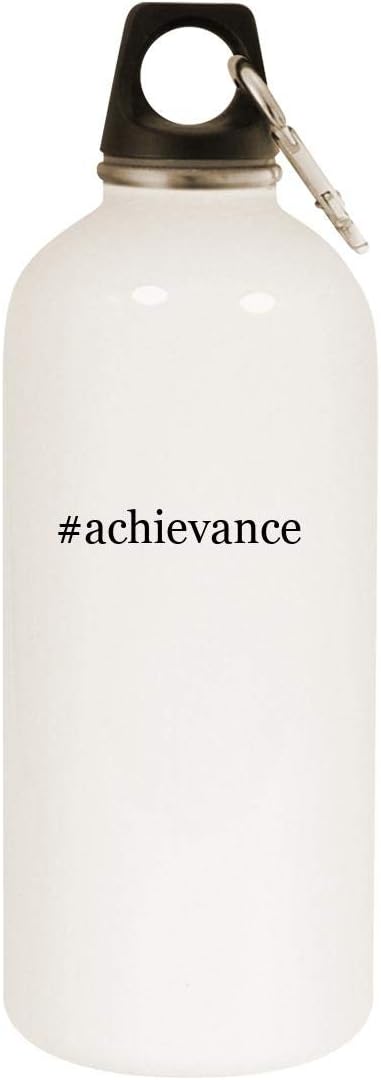 #achievance - 20oz Hashtag Stainless Steel White Water Bottle with Carabiner, White