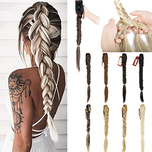 OMG 21" Claw Jaw Braiding Hair Clip in Hair Extensions Synthetic Fishtail Braid Ponytail Extension with a Claw/Jaw Clip for Women Beauty and Fashion