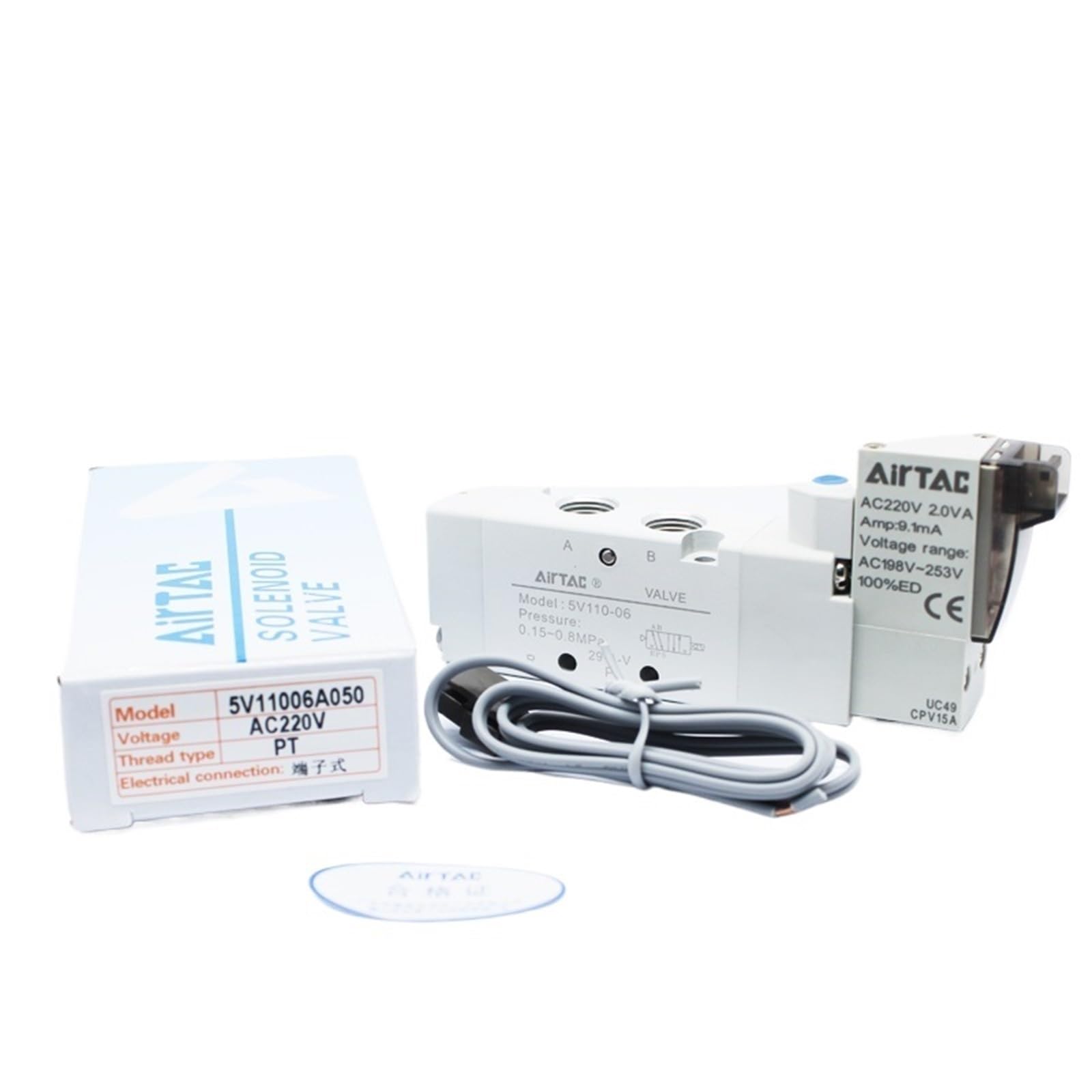 Électrovanne 5V110-06 AC220V vanne de contrôle d'air pneumatique 5V