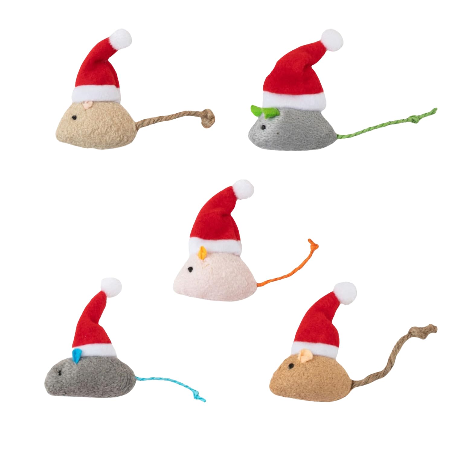 JNAWA 5Pieces Christmas Catnip Toys Cute Interactive Mouse Shaped Dental Kitten Chew Toys Indoor Cats Xmas Gifts for Festive Holiday Cat Lover Gift