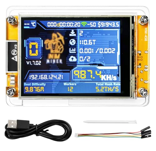 Bitcoin Miner NerdMiner V2 ESP32 Development Board 2.8" mini Bitcoin Miner with Smart Display 1000KH/s ESP32-2432S028 Suitable for Hashrate Module Calculation Type C