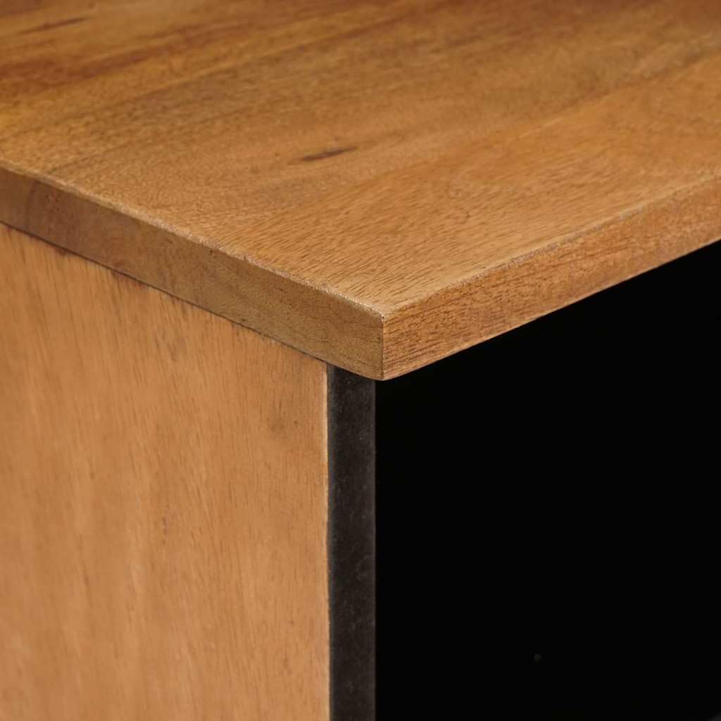Comodino in Legno Massello Marrone Chiaro 40x33x46 cm con Cassetto e Ripiano per Camera da Letto, Mobiletto da Notte Rustico Naturale in Acacia per Soggiorno e Studio