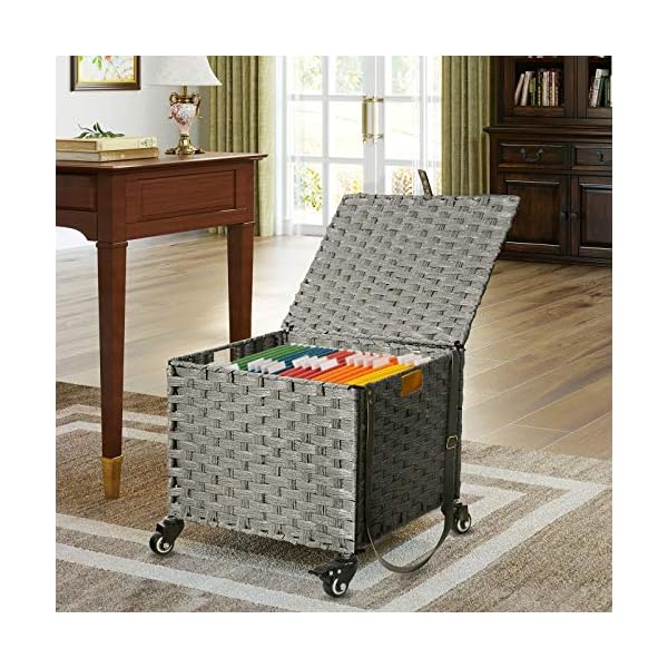 Greenstell File Cabinet with 20 Hanging Filing Folders, Mobile File Cabinet for Home Office, Decorative Organize, Under Desk Rolling Office File Cabinet for Legal Letter Size, Easy to Assemble Grey - Image 7