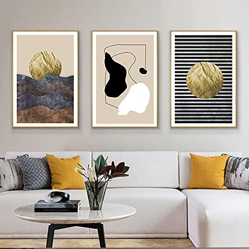 Ligne simple minimaliste sur toile lot de 3 tableaux pour salon contemporain