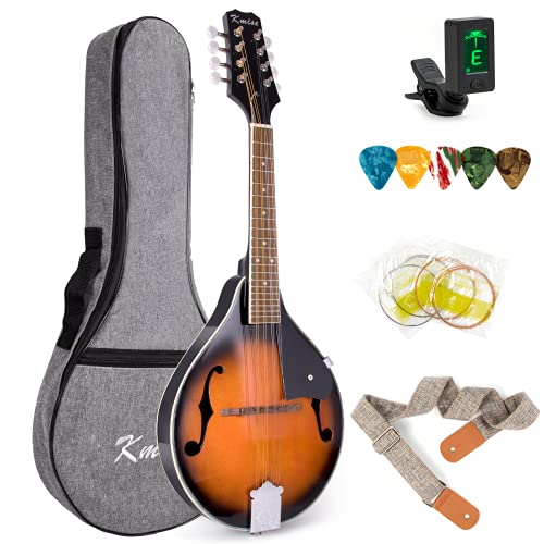 Mandolin,Kmise A style Mandolins Instruments 8 String Spruce Musical Instrument with Tuner Strings Gig Bag Strap Picks for Adults Beginner