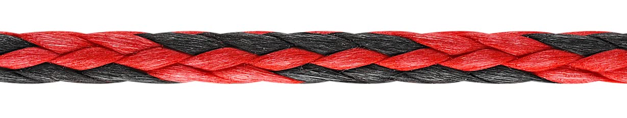 Dyneema - Corda intrecciata in Dyneema, diametro 3 mm, 15 m, colore: Rosso/Nero