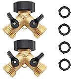 Twinkle Star 2 Pack Garden Hose Splitter 2 Way, Heavy Duty Brass Connector Tap Splitter, Y Connector...