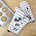 Disney Mickey and Minnie Mouse Set of Two Oven Mitts w Sketch Art Design - Heat Resistant - 100% Cotton - Pair