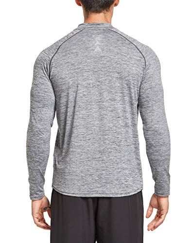 BALEAF Men's 1/4 Zip Long Sleeve Running Shirts Lightweight Pullover Quick Dry Zipper Pocket Heather Gray Size M