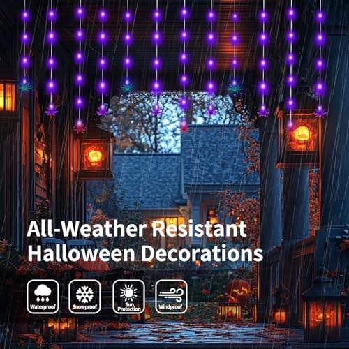 Guirlande lumineuse rideau araignée Halloween 2m30 violette - 4