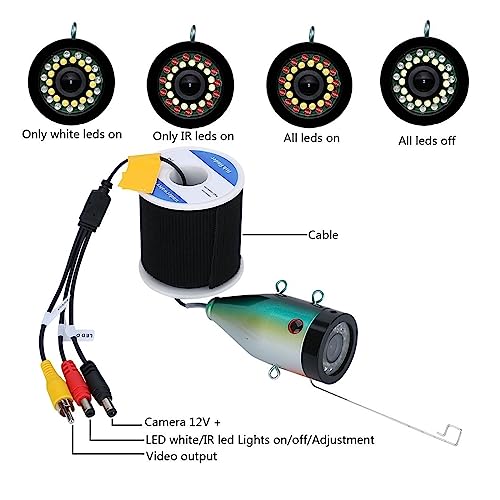 Kamera Podwodna, 7 Cal kolorowy LCD lokalizator ryb podwodny aparat wędkarski 15 sztuk białe diody LED + lampa na podczerwień AHD1080P 15M kamera do łowienia pod lodem(30M)