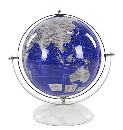 Globe terrestre bleu et argent Deco 79 43544 pour bureau