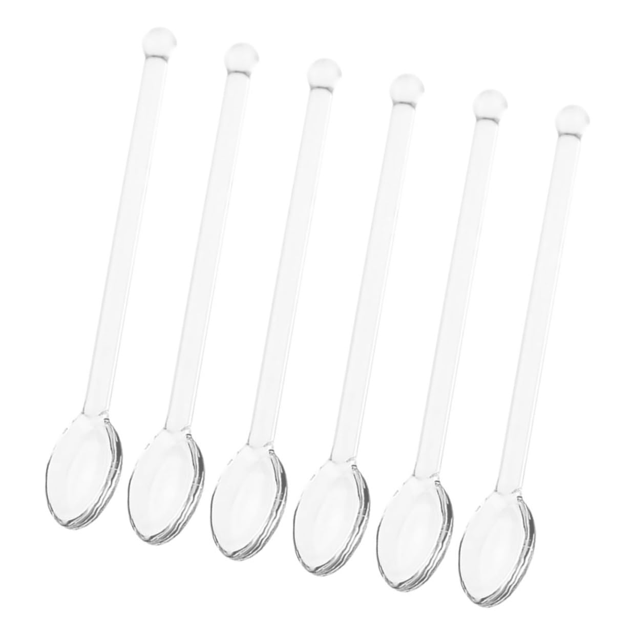 6 bastoncini in vetro per cocktail e yogurt, cucchiaini da caffè trasparenti, cucchiaini da tè, cucchiaini da tè, cucchiaini da tè