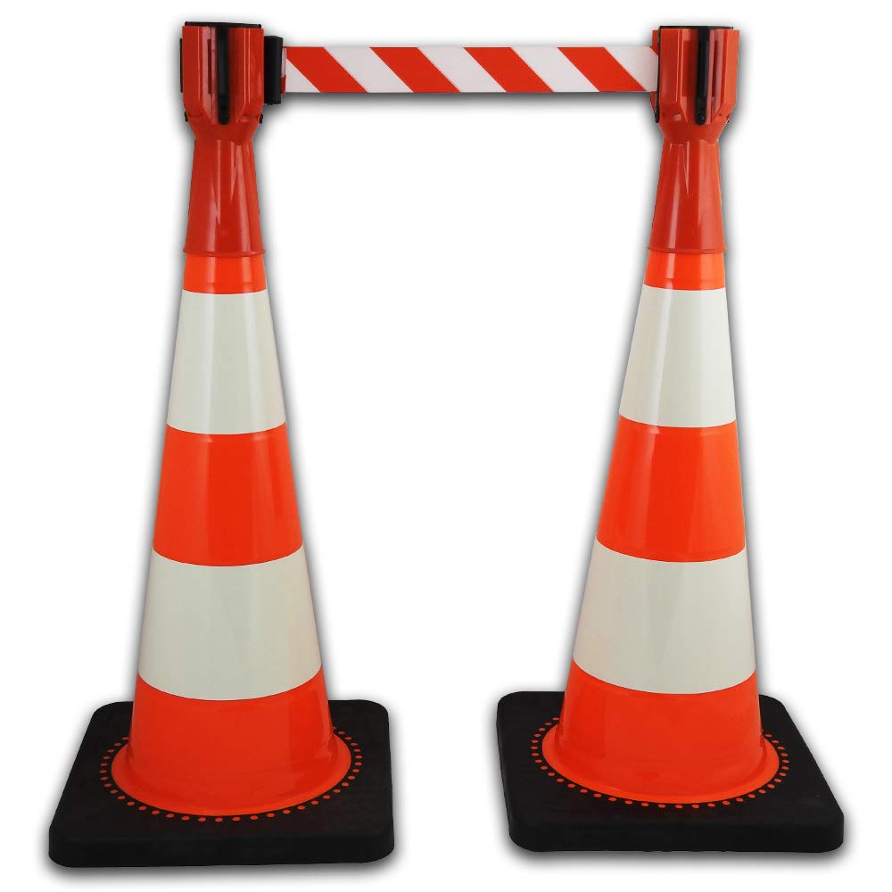Absperrset Leitkegel 75cm + UvV-Conny Absperrband rot 5 Meter + reflektierender Leitkegel mit RA1 Folie (vierer Set)