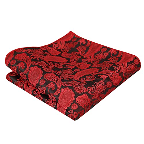 Alizeal Mens Paisley Bow Tie, Pocket Square, Cufflinks Set (Wine Red) #TOP3