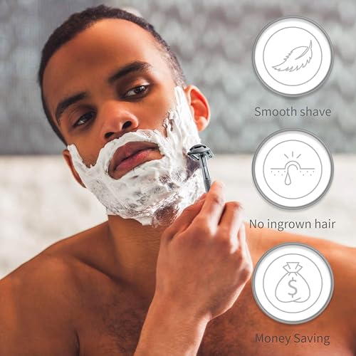 Image of Bambaw Double Edge Safety Razor for Men with Stand, Reusable Metal Razor with 5 Double Edge Blades, Single Blade Razors for Men & Women - Silver