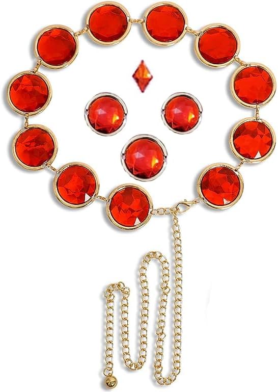 Raven Belt Raven Cosplay Costume Red Gem Belt Jewel Waist Chains Accessories Halloween Cosplay Props for Women