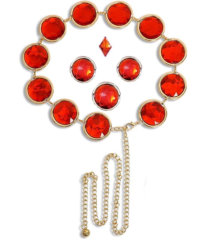 Raven Belt Raven Cosplay Costume Red Gem Belt Jewel Waist Chains Accessories Halloween Cosplay Props for Women