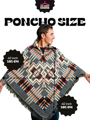 Adult Ponchos with Hood for Men – Alpaca Mens Poncho with Hood – Ponchos for Men – Traditional Alpaca Poncho3
