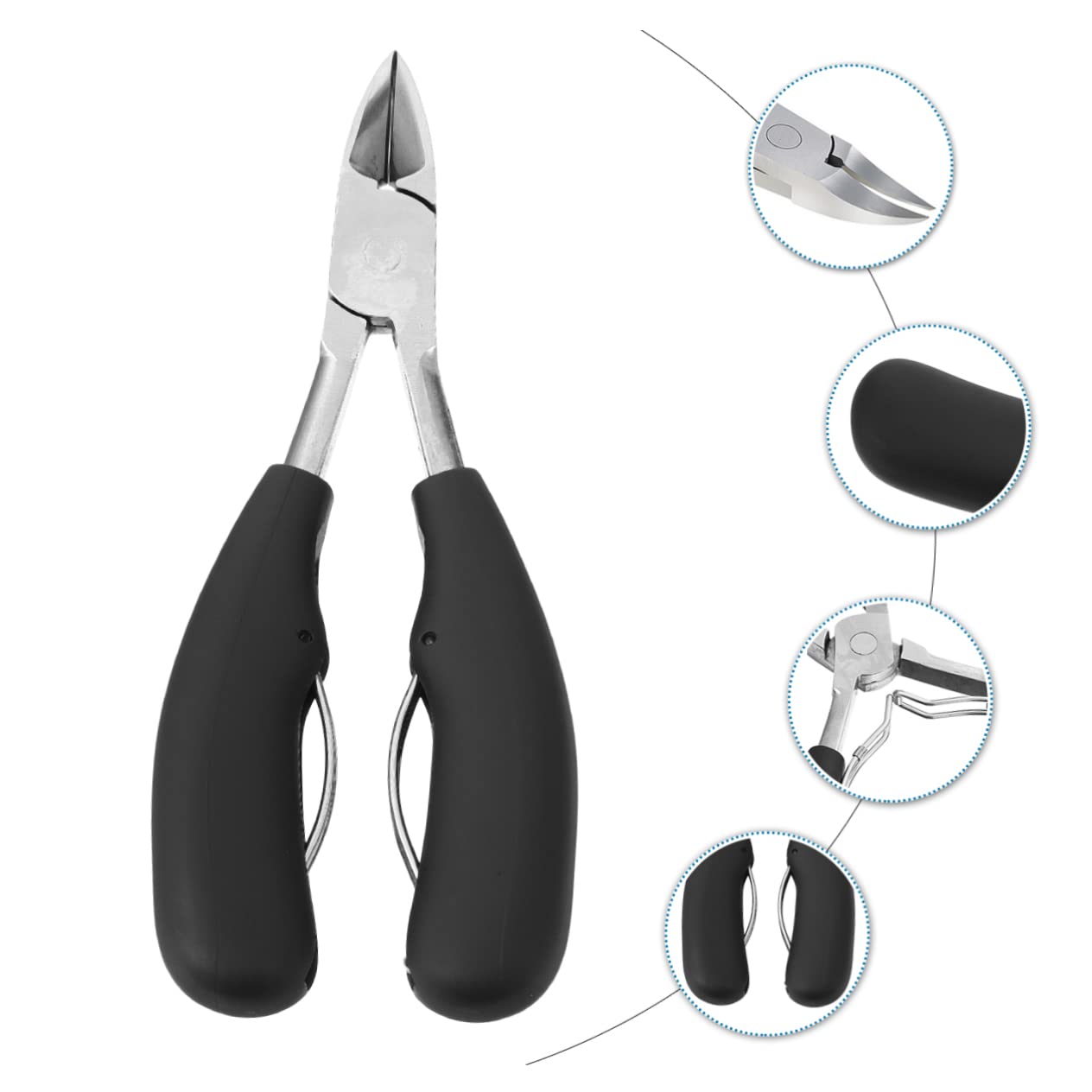 IWOWHERO Stainless Steel Professional Cuticle Clippers Ingrown Toe Nail Clippers for Thick Nails Portable Manicure Nipper