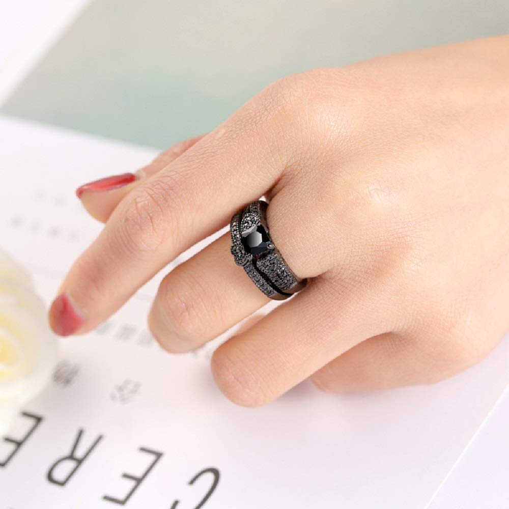 Amazon.com: WANGYUSHENG Women's Black Onyx Princess Cut & Black