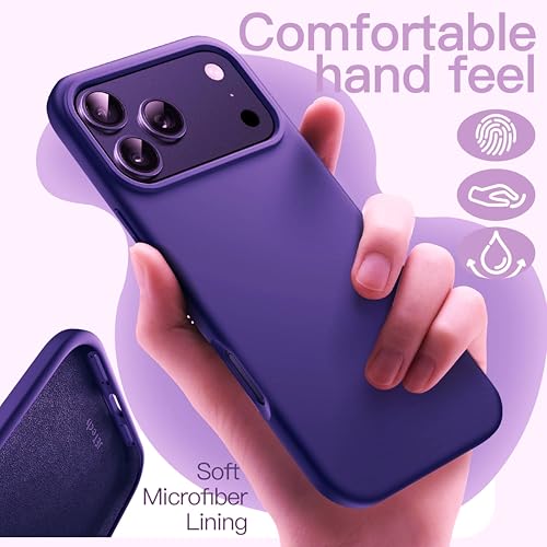Image of Silicone Case for iPhone 17 Pro Max 6.9-Inch, Silky-Soft Touch Full-Body Protective Phone Case, Shockproof Back Cover for iPhone 17 Pro Max (Deep Purple)