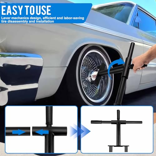 Image of 2 Bar Heavy Duty Lowrider Wire Wheel Knock Off Tool, Wire Wheel Knock Off Tool & Bar with Anti-Scratch Rubber Pad, Fit for Zenith /Dayton /Luxor /Chinas Lowrider