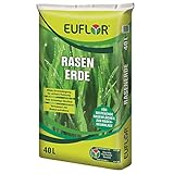 Euflor Rasenerde 40 L Sack, hochwertige Spezialerde zur Neuanlage von Rasenflächen und bei Reparatur von Problemstellen im Rasen, fördert das Rasenwachstum