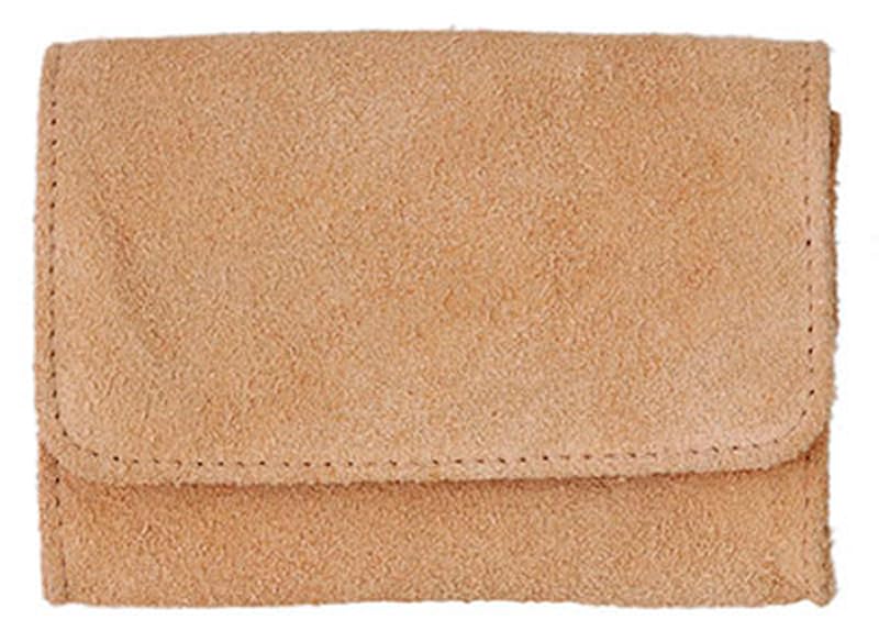 Genuine Leather or Suede Box Pipe Accessory Tobacco Pouch (Tan Suede)