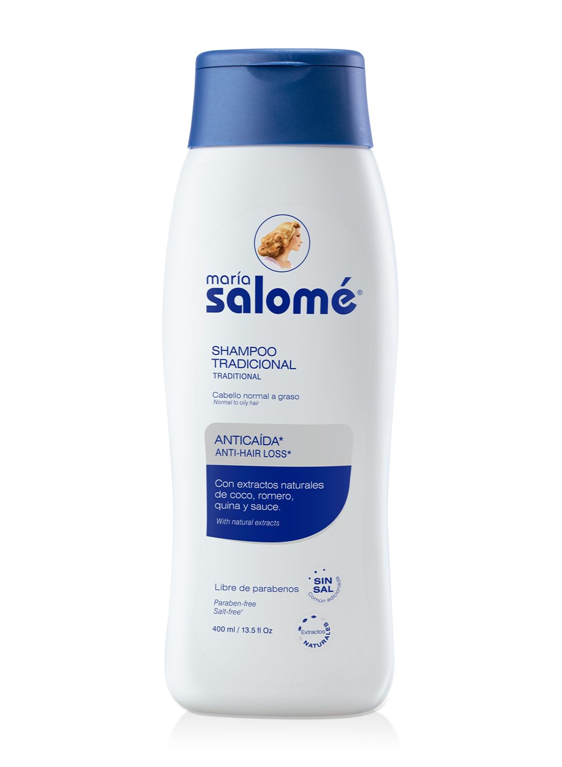 Maria Salomé Champú 400 ml - Anticaída Y estimula EL crecimiento. Sin SAL, Sin, Parabenos