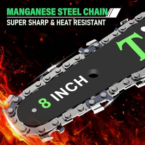 Image of Tietoc Mini Chainsaw 8 inch Cordless with 2x 4000mAh Batteries, Battery Powerd Chain saw with Oiler, Lightweight Handheld Saw for Hous