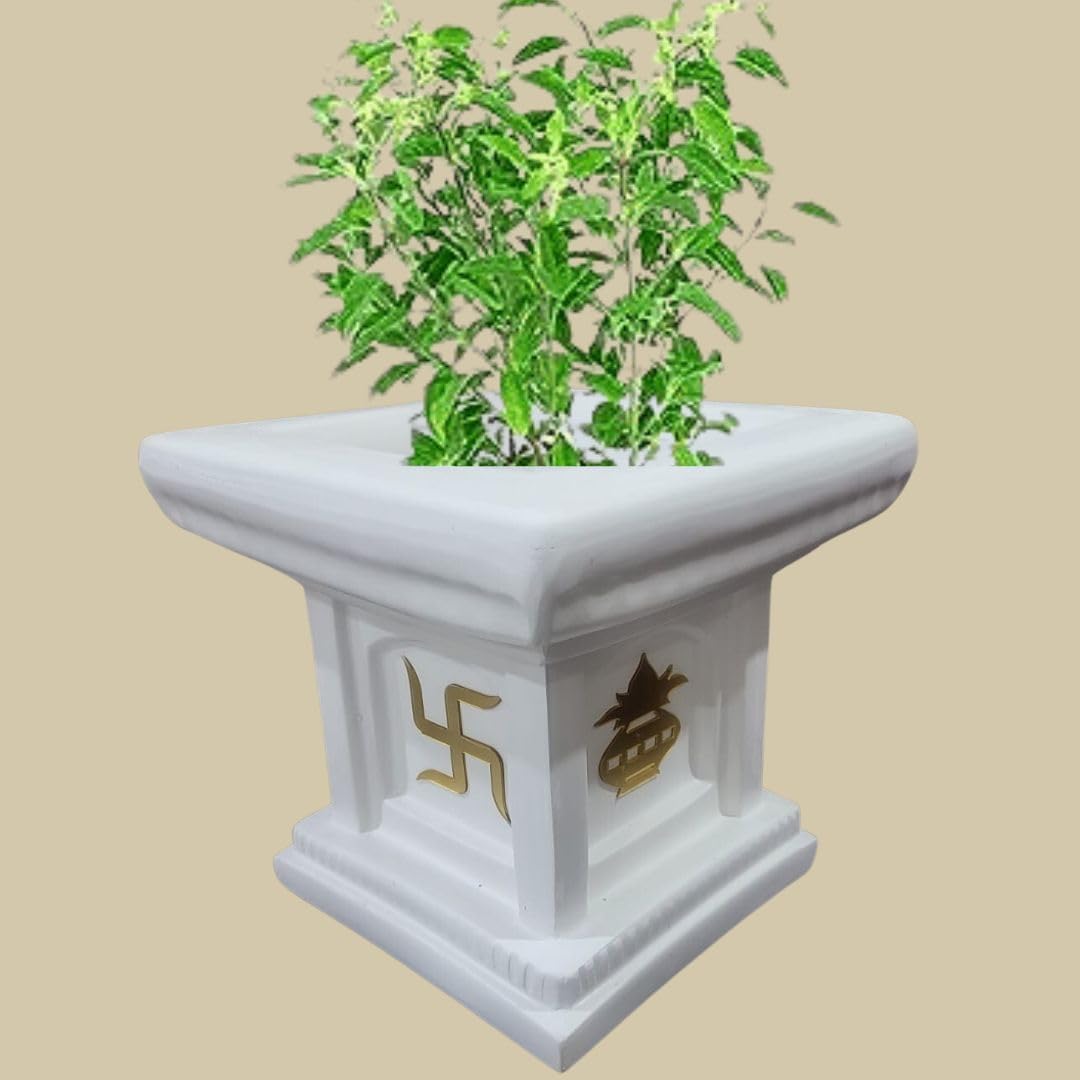 Amazon.com: Tulsi White Planter 10x10 inch Fibreglass Planter Indoor &  Outdoor Planter Pot for Home Livingroom, Garden Pooja Decor : Patio, Lawn &  Garden