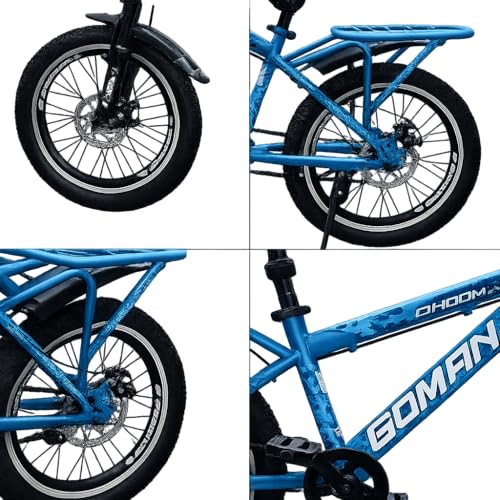Image of Geoman Dhoom 20 Inch Kids Mountain Bike | Single Speed Cycle with Front Suspension, Dual Disc Brakes, Tool Kit, Side Stand | MTB Bicycle for Boys & Girls Age 7-10 Years