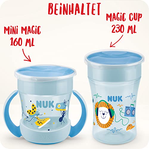 NUK Magic Cup & Mini Magic Cup Trinklernbecher Duo-Set | auslaufsicherer 360°-Trinkrand | 6+ Monate | auslaufsicher | 160 ml & 230 ml | blau – Ansicht 2