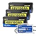 WattCycle 48V 100Ah Lithium Battery for Golf Cart 3 Pack, 48V Golf Cart Batteries 200A BMS with 15A Charger, LiFePO4 Battery 15000+ Deep Cycles, Built-in Bluetooth, Perfect for Home Energy, RV, Solar