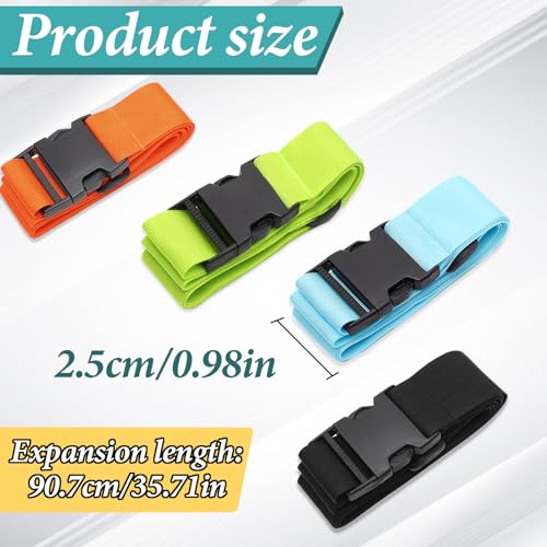Image of FuninCrea 2 PCS Luggage Straps, 180*2.5cm Adjustable Buckle Straps Suitcase Strap Belt with Quick-Release Buckle Travel Suitcase Belt Bag Strap Accessories for Luggage Tent Backpack (Orange + Green)