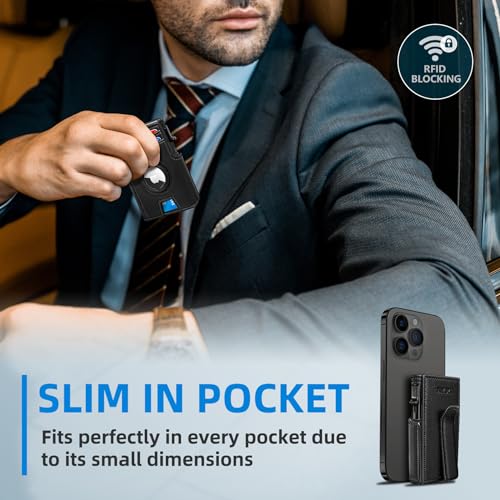 MIYOZI Airtag Wallet for Men,with Money Clip 10 Cards Metal Case Smart Slim Pop Up Credit Card Holder Flip with Magnetic Closure RFID Blocking Wallet with Gift Box by miyozi - Used condition - Image 5