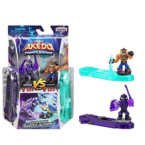 Akedo Leyendas Powerstorm Versus Pack 2 Mini Guerreros de Batalla y 2 Controladores de Batalla Epic Shadowfire Nightblade Versus Overboard