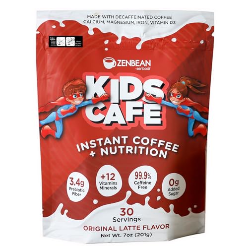 ZENBEAN Kids Cafe Original Latte - Decaf Coffee Alternative for Kids Ages 6+, Plant-Based, No Added Sugar, No Caffeine