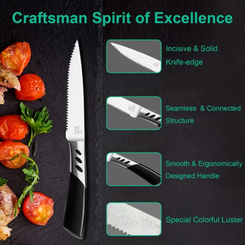 CHUSHIJI Steak Knives,Premium Steak knife Set of 6, Stainless Steel Steak Knife Set, Serrated Steak Knives — view 2