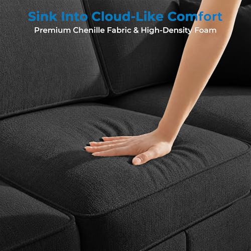 Image of Mjkone 2 Pieces Living Room Sofa Sets, 82 inch W 3 Seat Sofas Couch and Loveseat Set, Sectional Couches Living Room Furniture Set, Sectional Couch Set for Home Office, 3-Seat Sofa + Loveseat, Dark Grey