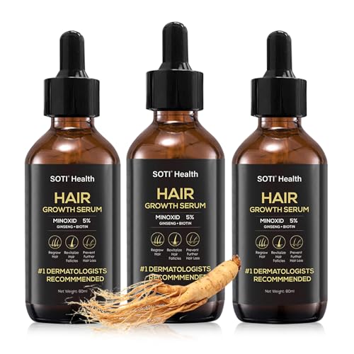 5% Mino Hair Growth Serum for Men and Women - For Thicker Stronger and Fuller Looking Hair Growth Scalp Revitalizing with Ginseng & Biotin (180ml) by Soti