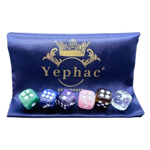 Natural Hand Carved Gemstone Various Crystal Healing Lucky Dice 15mm (Multicolor)